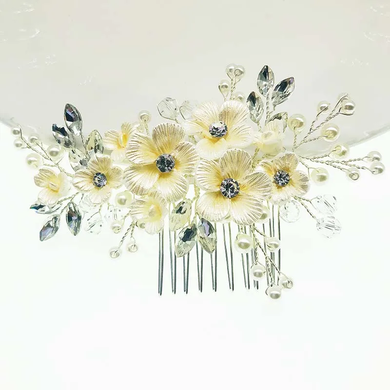 SHSS3010 изящная женская повязка для волос ручной работы керамический Хрустальный Свадебный Шпилька для волос Корона Свадебный зажим для волос аксессуары