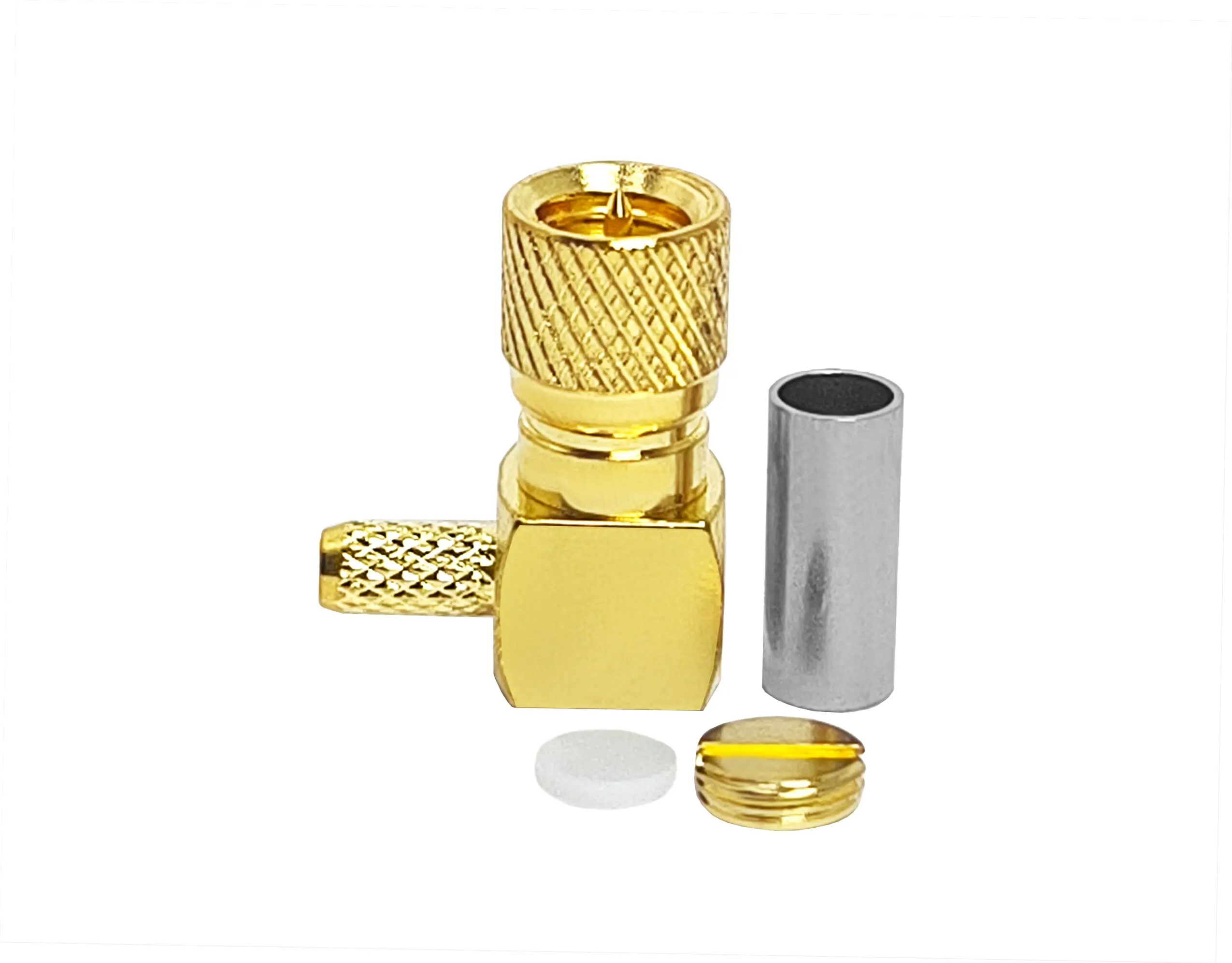 RF Connector 50 Ohm 10-32 M5 UNF Male Right Angle 90 Degree for RG316 RG174 RF Coaxial Cable Elbow Golden Plug