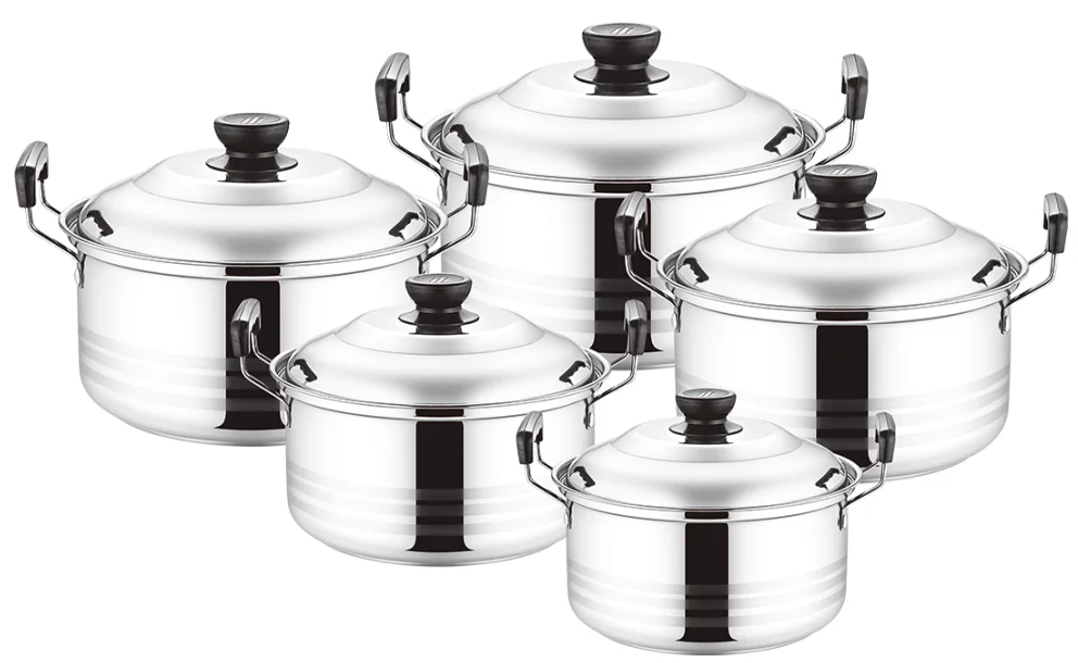 Набор кастрюль из 5 предметов с ручкой нержавеющей стали по низкой