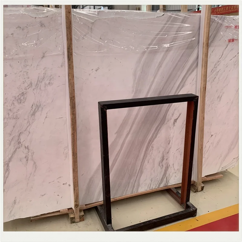 بلاط رخامي ملمّع بأوردة بيضاء وسمراء داكنة، لوح رخامي أبيض بأوردة رمادية