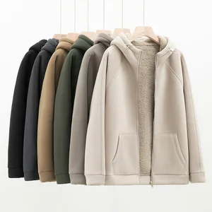 Plus-thickened Fluffy Fleece Jacket Autumn and Winter Men's Loose Warm Sports Casual Solid Color Versatile Hooded Card