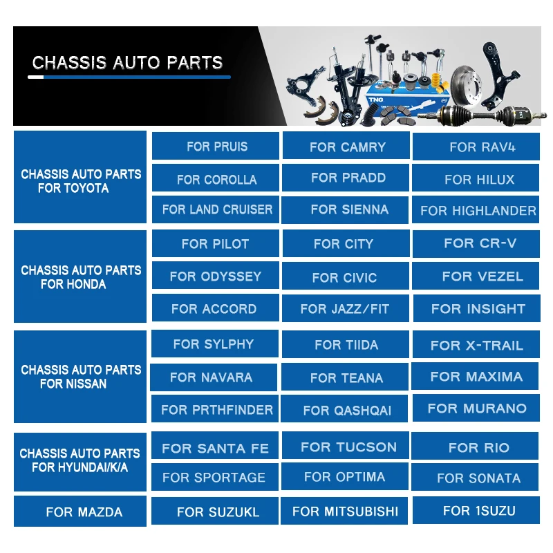 TNG Stabilizer Link Tie Rod End Rack End Control Arm Ball Joints for Toyota Honda Nissan Mazda Mitsubishi Subaru Hyundai Kia