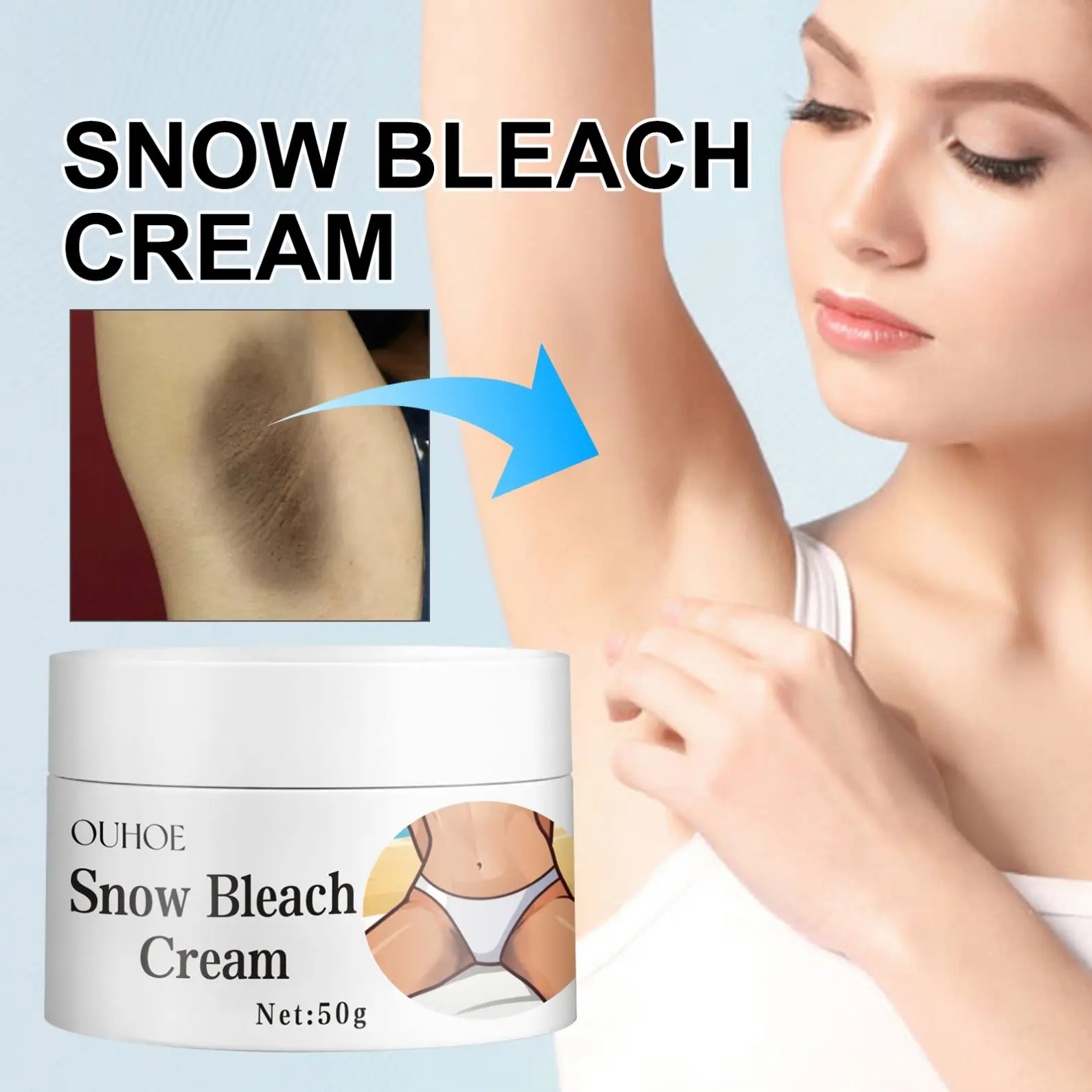 OUHOE Private Part Whitening Snow Bleach Cream Intimate Underarms Bikini Area Remove Dark Spots Inner Thigh Whitening Cream