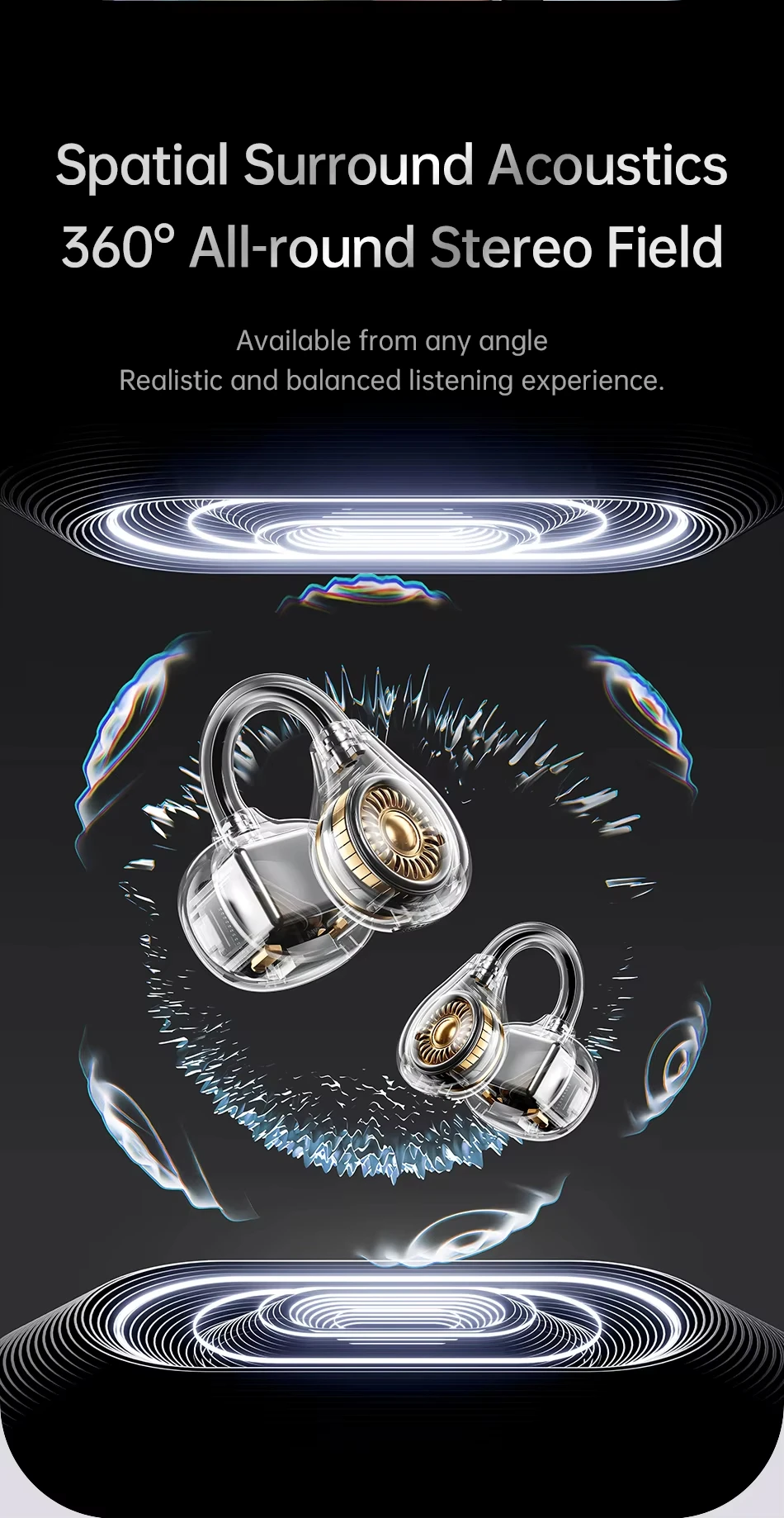 Awei TZ50 TWS Earphones V5.4 Ear Clip Earbuds Earrings Wireless Headphone with Digital Display for Sports