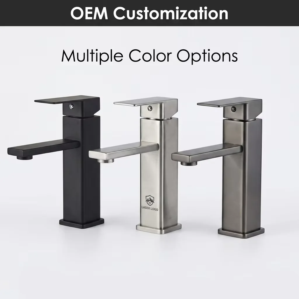Versatile bathroom sink faucet for various settings Installation view of chrome black basin tap in modern restroom