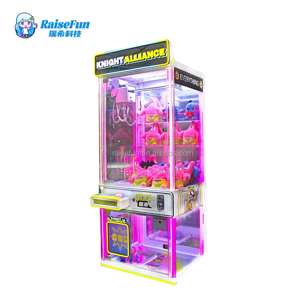 RaiseFun High Quality Transparent Claw Machine Coin Operated Arcade Crane Plush Doll Catcher for Shopping Mall Game Center