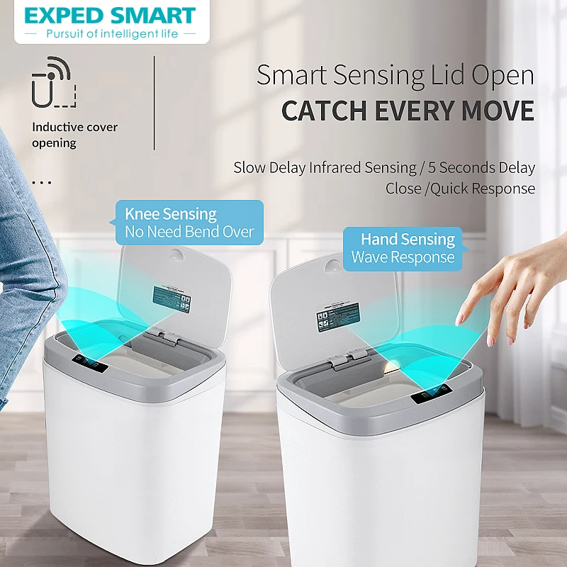 16L Intelligent Induction Automatic Sensing Trash Can Smart Dustbin Trash Bin Living Room Rubbish Office Smart Electric with Lid