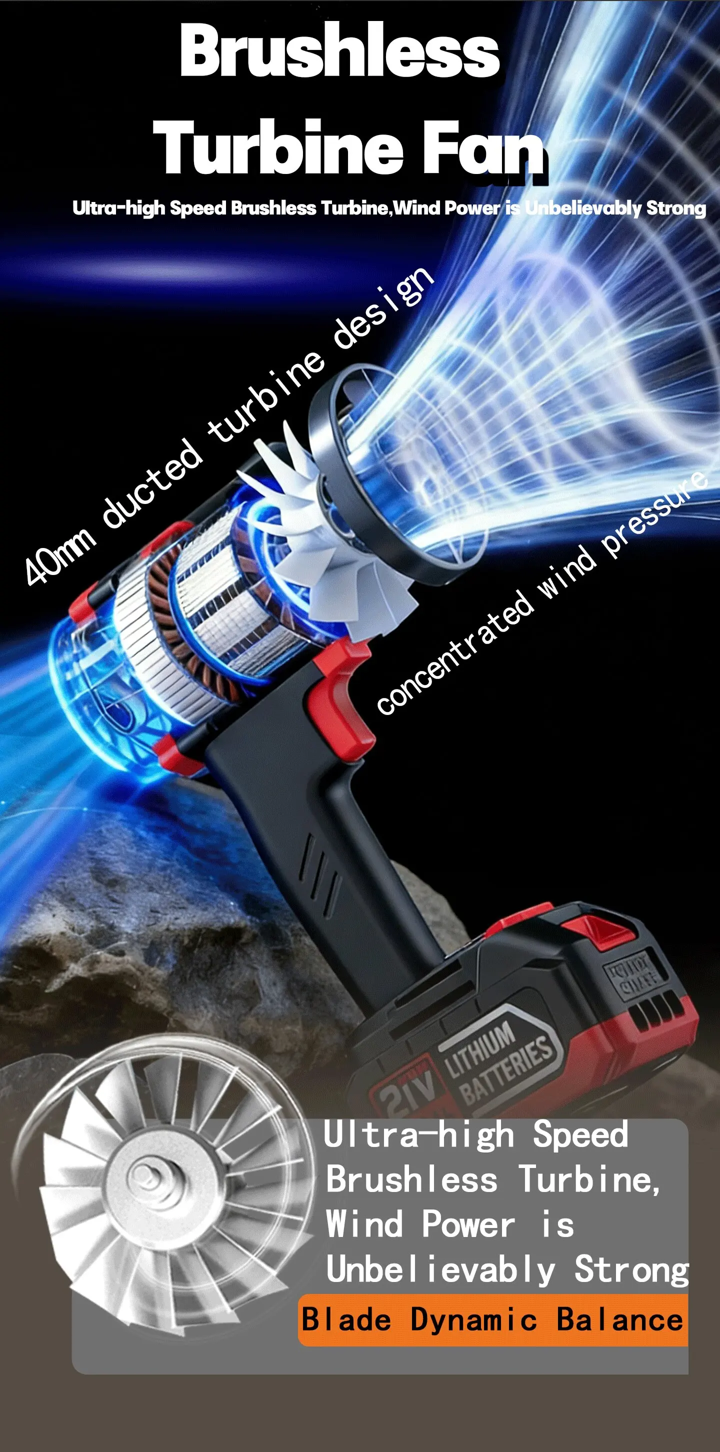 Industrial Turbo Blower, Brushless, Cordless, 21V, 600g - detail 4