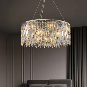 Nordic Hotel Decorative Pendant Lamp Modern Rectangular Round Crystal Chandelier for Dining Room