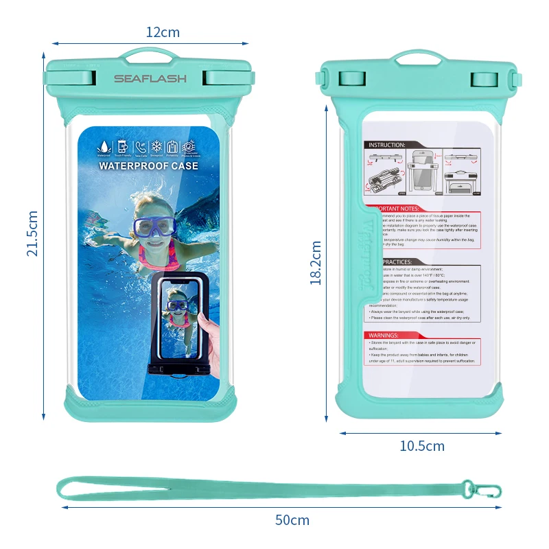 Stock PVC Clear Patented Underwater Swimming Smartphone Waterproof Bag For Iphone12