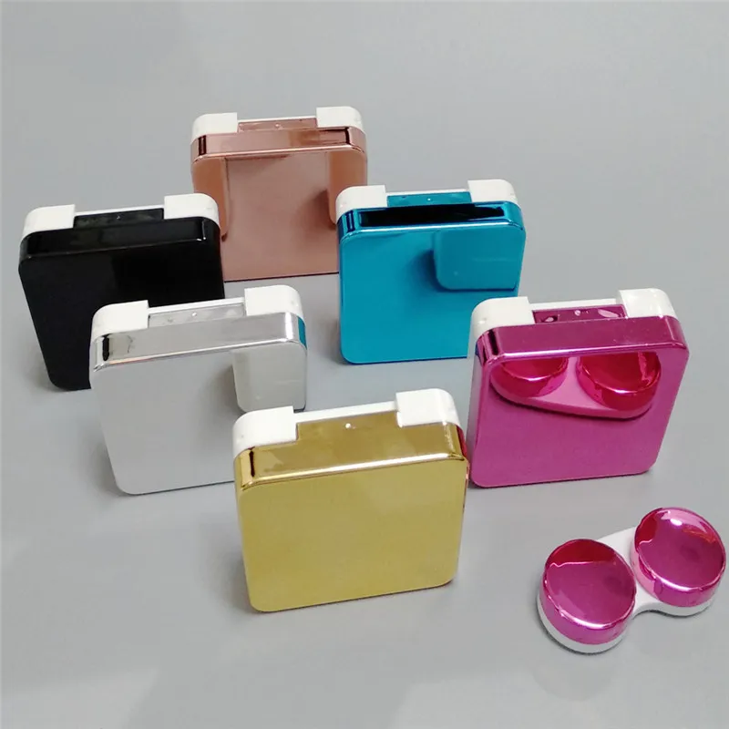 K1060 Cute Glossy Contact Lens Case Travel Glasses Lenses Box Unisex Eyes Care Kit Holder