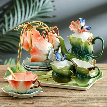 Eplze Service à Thé Floral, Tasse Et Soucoupe En Porcelaine Pour Le Thé De L 'après-midi Ou Décoration D'intérieur - Motif Chrysanthème (ensemble Tasse Et Soucoupe - Bleu