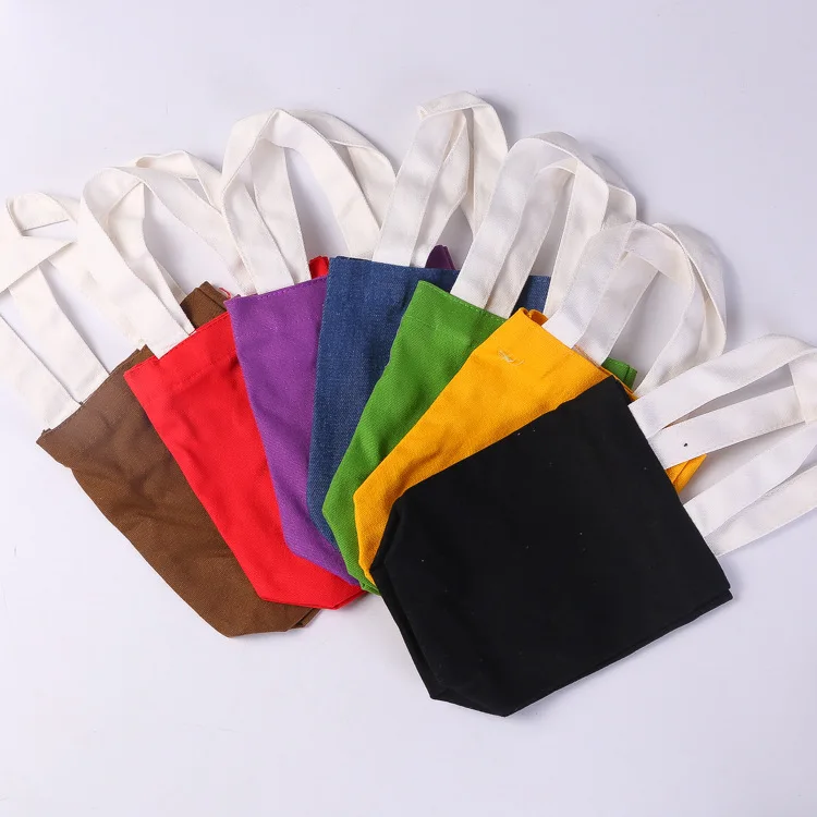 Custom Printed Logo Promotional Reusable Long Handle Tote Shopping Bags