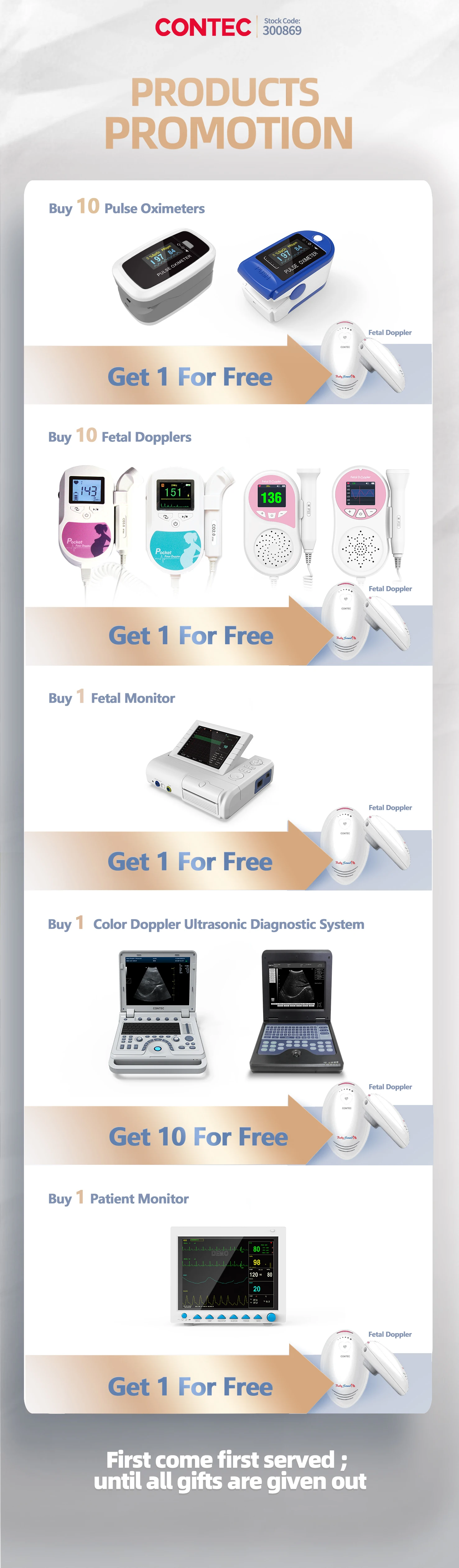 CONTEC Fetal Doppler Portable Detector Maternal Fetal Heart Rate Monitor