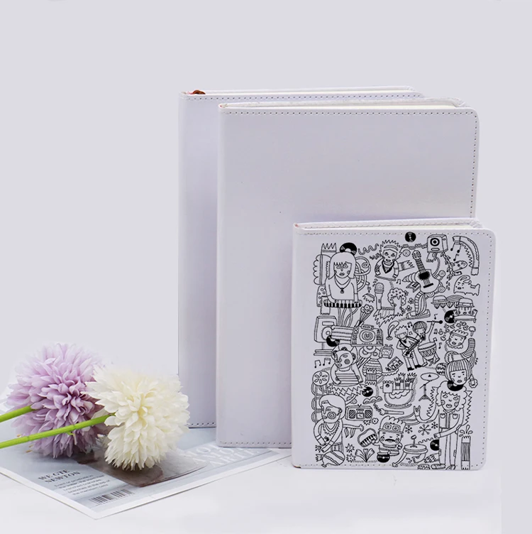 Custom Printing Hard Cover Journals A4 A5 A6 Pu White School Notebooks ...