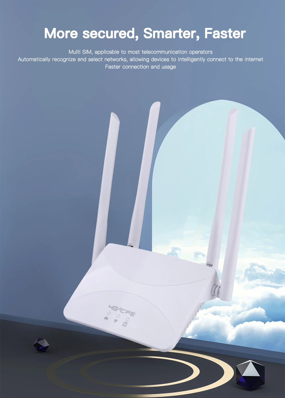 4G CPE Router - Stable Household Router with SIM Slot RJ45 Port