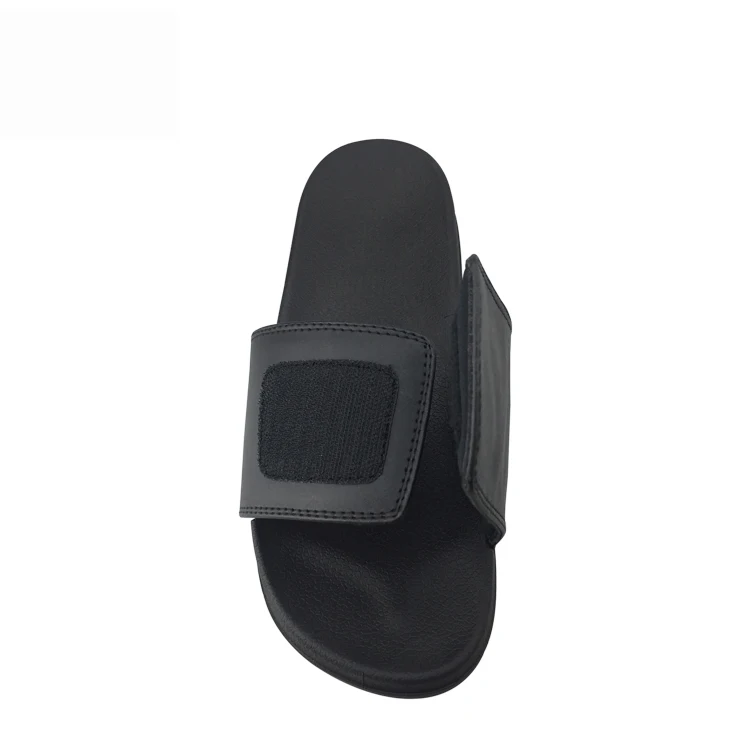 Adjustable Upper Slippers Footwear Mens Black with Logo Custom Sandals With Logo