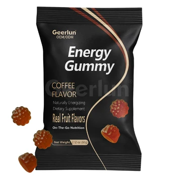 OEM ODM Sugar Free Energy and Focus Gummy Candy Coffee Flavor Caffeine Vitamins B6 B12 Gummies