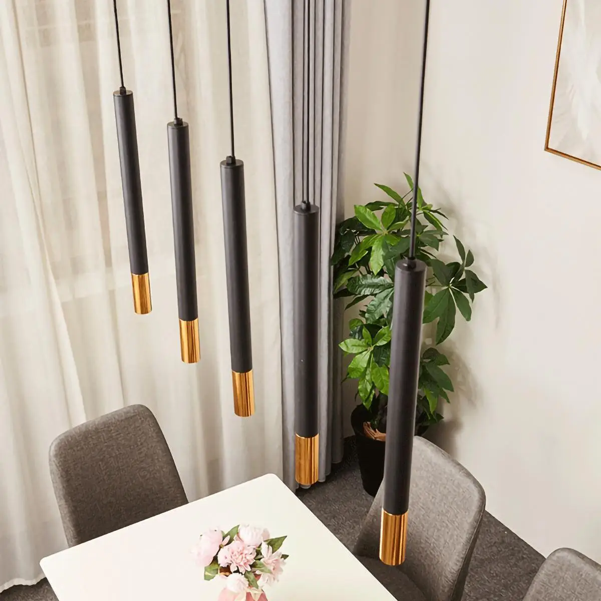 Modern Dimmable LED Pendant Light Adjustable Aluminum Home Dining Room Bar Cafe Decoration Hanging Light