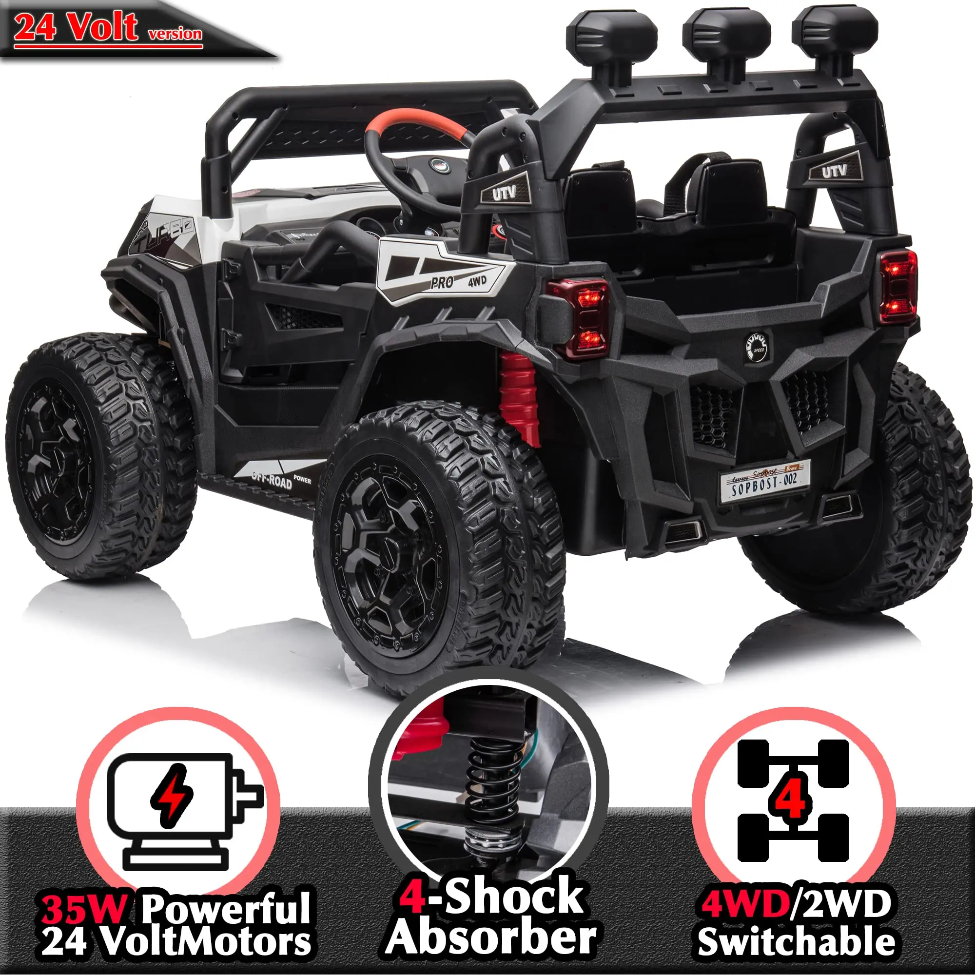 Remote Control 4WD Electric Ride-on Vehicle for Kids Battery-Powered Off-Road Buggy Spring Suspension Toy for 2 4 Year Plastic
