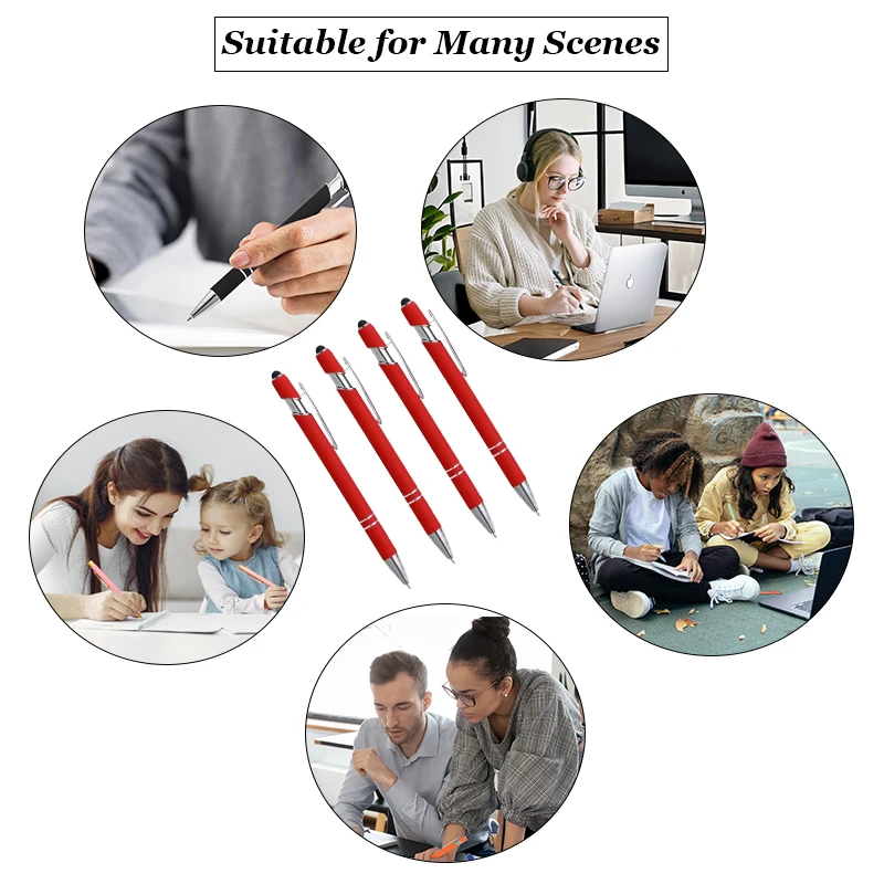 Custom Logo Promotion Soft Rubber Plastic Touch Luxury Ball Pen Business Office Sports Customize Metal Stylus Ballpoint Pens