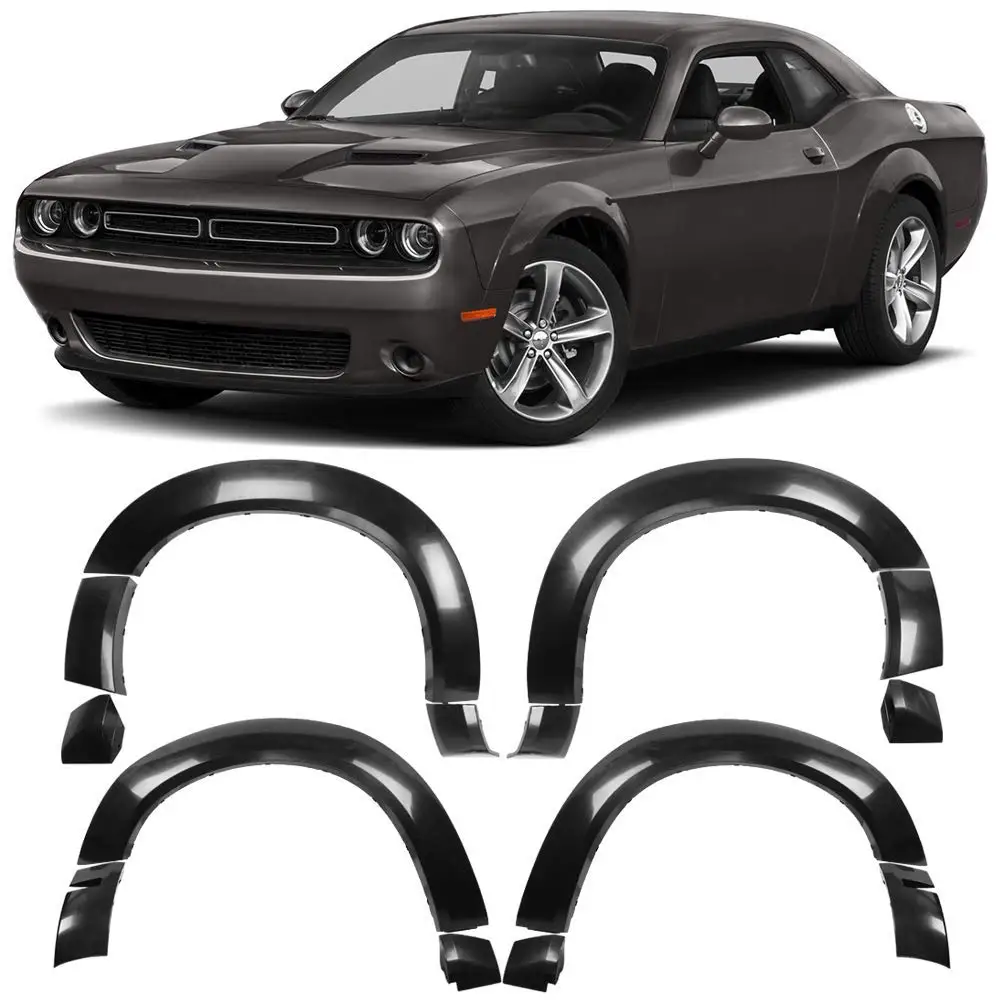 Base Model Demon Style Unpainted Black PP Fender Flares for Dodge Challenger 2015-2023