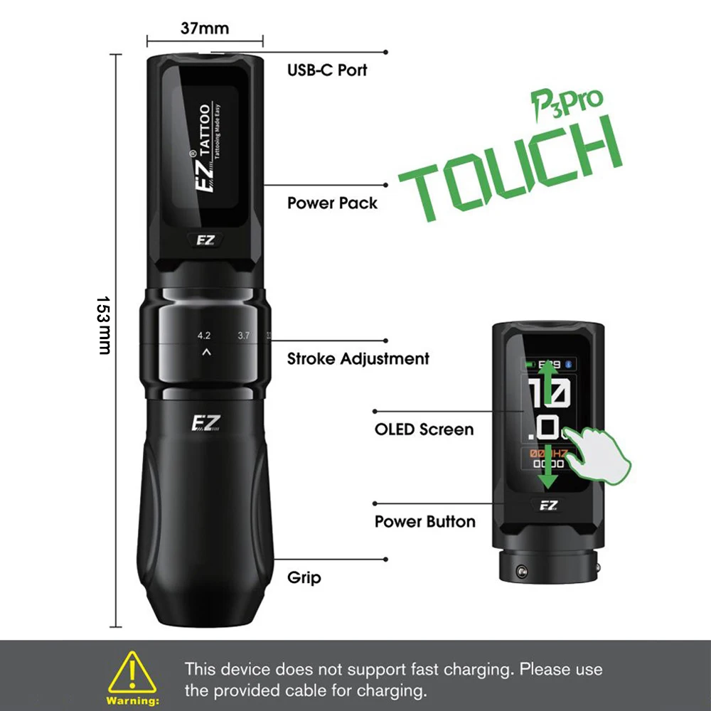EZ Tattoo Pen Machine P3 Pro Touch - Adjustable Stroke Length