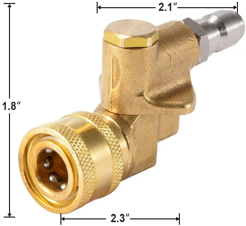 Quick Connecting Pivoting Coupler 180 Degree with 5 Angles for Pressure Washer Spray Nozzle Cleaning Hard to Reach Area 4500 PSI