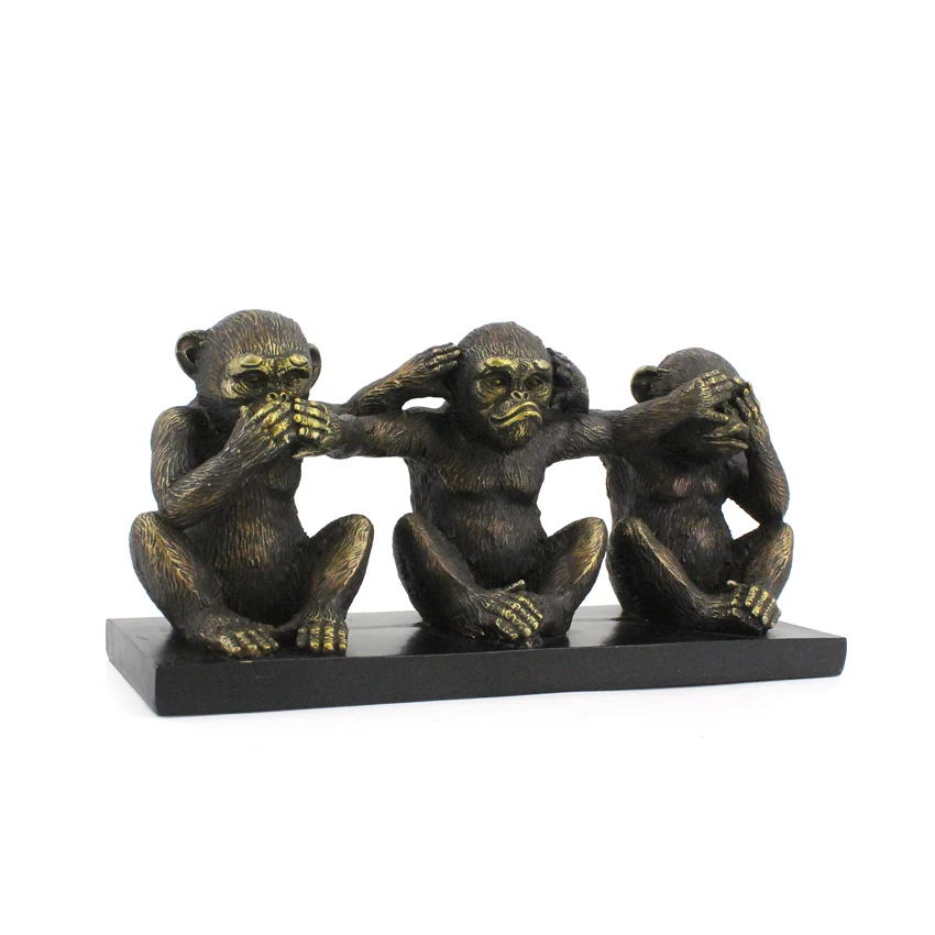 Creative No See No Speak No Hear Monkey Statue Resin Animal Ornaments Home Living Room for Home Decor Sculpture manufacture