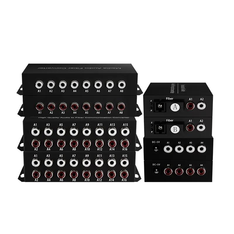 1-16 Channel RCA Audio to Fiber Converter Transmitter Receiver Kit over Single Mode Fiber up to 20km