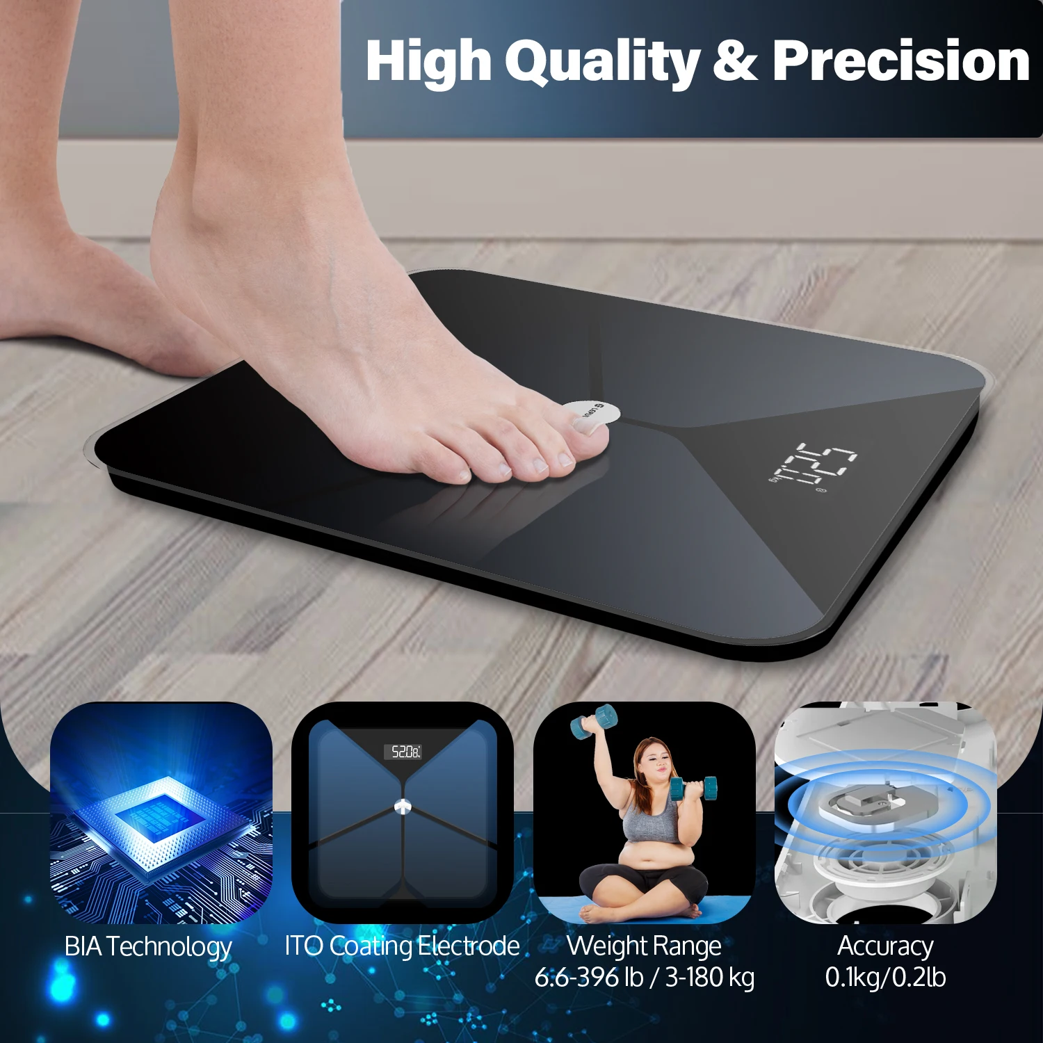  Scales for Body Weight and Fat, Lepulse 8 Electrode