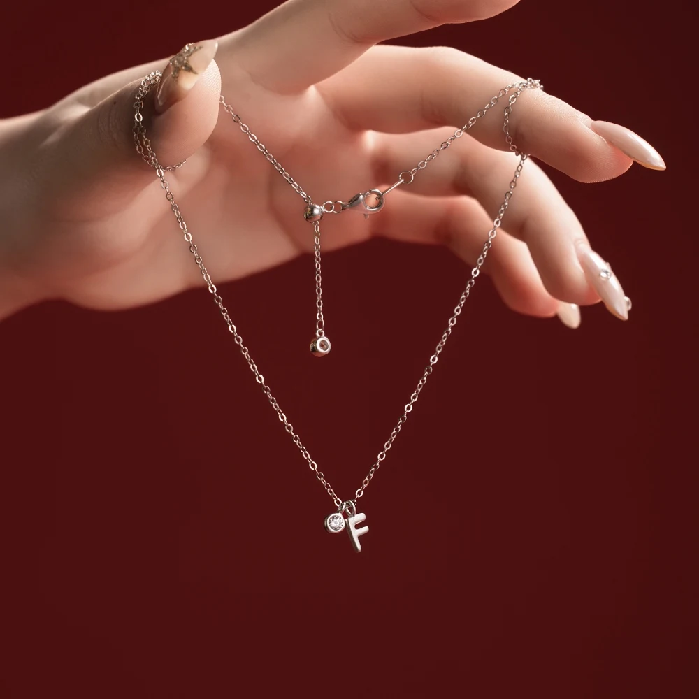 KAKODIY Initial Pendant Necklace 925 Sterling Silver with 5A Cubic Zirconia 26 Letters -F- Letter Jewelry for Women Gifts detail 1