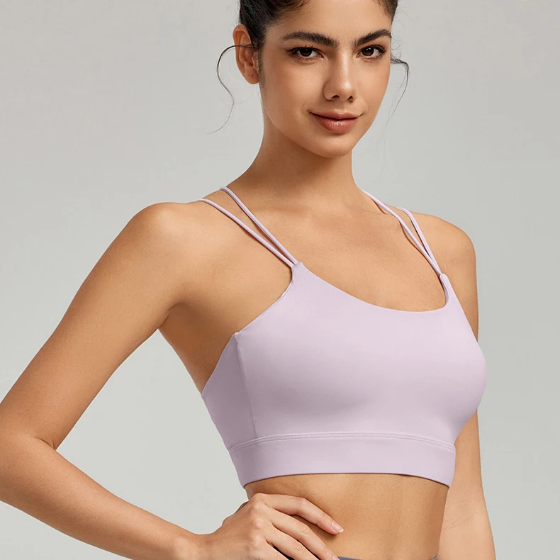 Women's Quick Dry Compression Sports Bra Adjustable Straps Cotton Padded Cross Back Reversible Lightweight Fitness Yoga XS XL