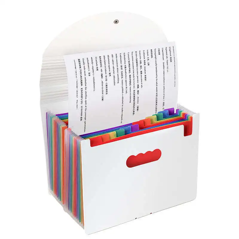 24 Pocket White PP Injection Molded Expanding File Folder Cover Rubber ...