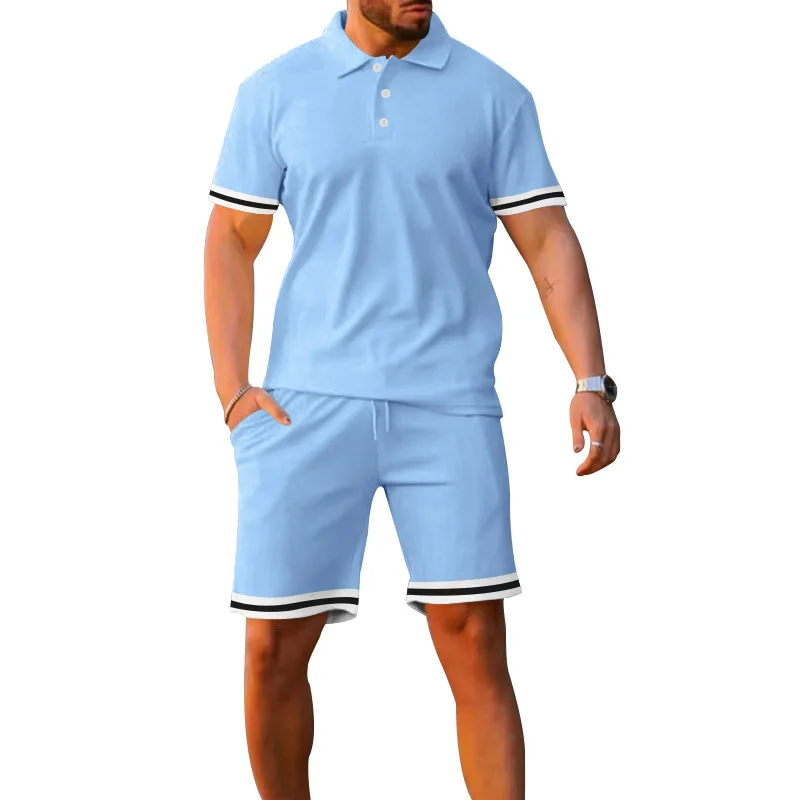 Men Two Piece Set Summer Short Sets for Men Polo Track Sweat Suit Two 2 Piece Jogger Set for Men
