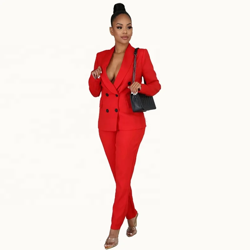 Alibaba.com: SU008 Autumn Winter Women Pant Suit, V-neck, Custom Colors :  Discover anti-wrinkle and breathable fabric options for constant business  elegance.