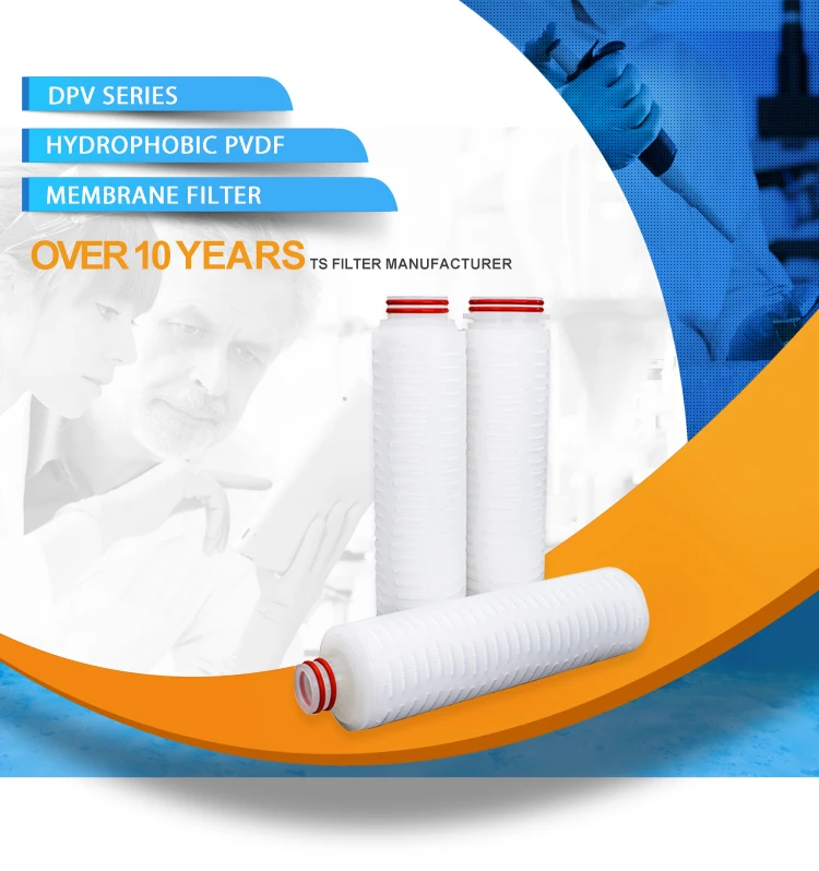 Hydrophobic Membrane Pvdf Air Filter Cartridge Turbid Gas Filtration