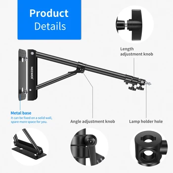 Neewer 130cm Triangle Wall Mounting Arm With Triangle Base for Studio Video Strobe Flash Softbox Umbrella Light Stand product image