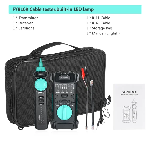 FY8169 Telecom Tool RJ45 RJ11 STP UTP LAN Diagnose Tone Tracer Network cable tester Wire tracer PoE living Detection