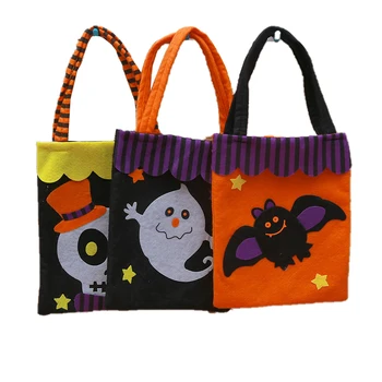 Kids Trick or Treat Bags Non-Woven Gift Bag Handbag for Kids Halloween Costume Party Favors Supplies Pumpkin Candy Treats Bags