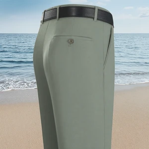 Summer Lightweight Mulberry Silk Men's Formal Suit Pants for Men's Year Wrinkle-free Work Straight-leg Pants for Men