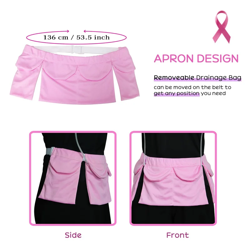 Mastectomy Drain Holder With Shower Bag Apron Style Drain Bottle