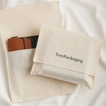 Hot selling luxury cotton envelope dust bag custom ribbon New design envelope pouch envelope fabric bag for packaging