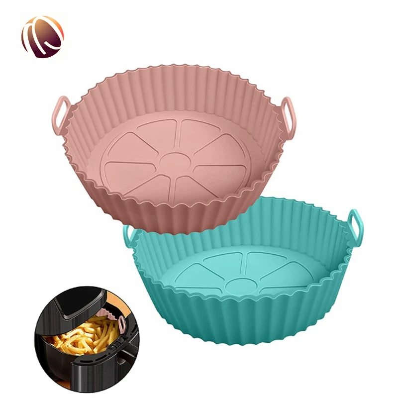 Kitchen Nonstick Bakeware Pan Round Reusable Air Fryer Silicone Oven Baking Tray Mat Accessories Air Fryer Silicone Pot
