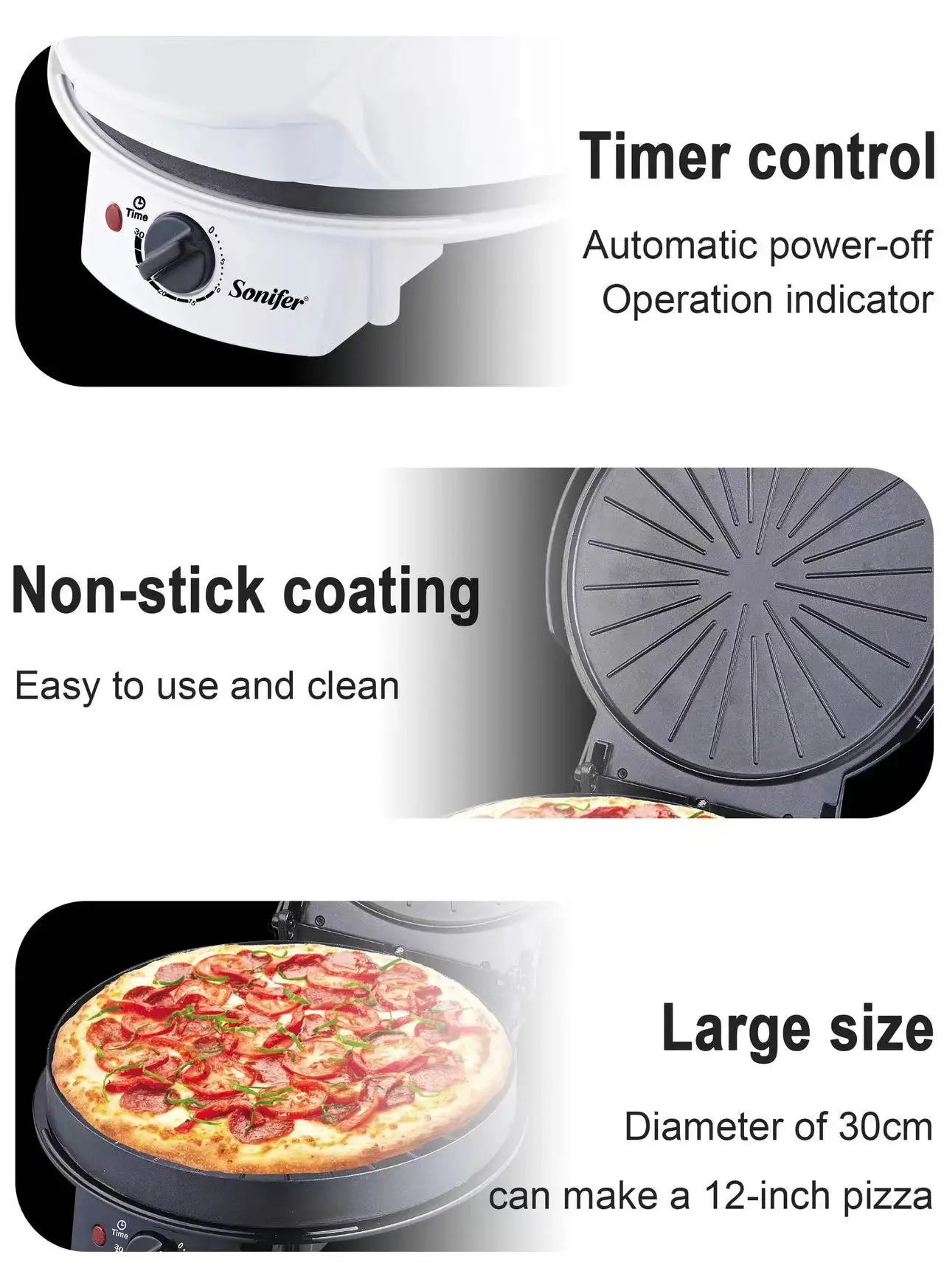 Sonifer Sf6086 Home Automatic Timer Control Nonstick Deep Big Size 12