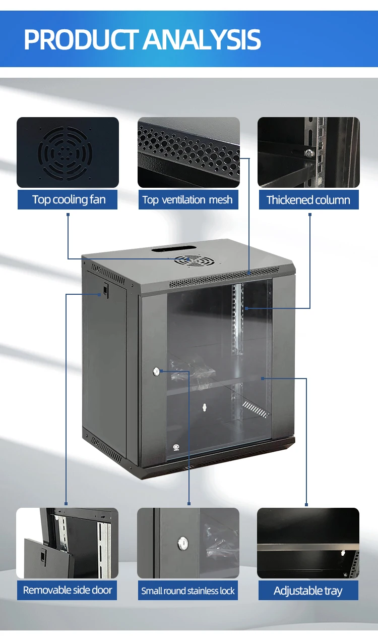 12U Metal Server Rack Network Cabinet Factory Designed 19-Inch Standard ...