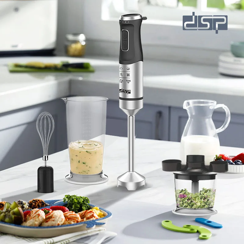 DSP 4 in 1 Hand Blender Set Food Blender for Home Kitchen Portable Electric Immersion Mixer Stainless Steel Sticker Blenders