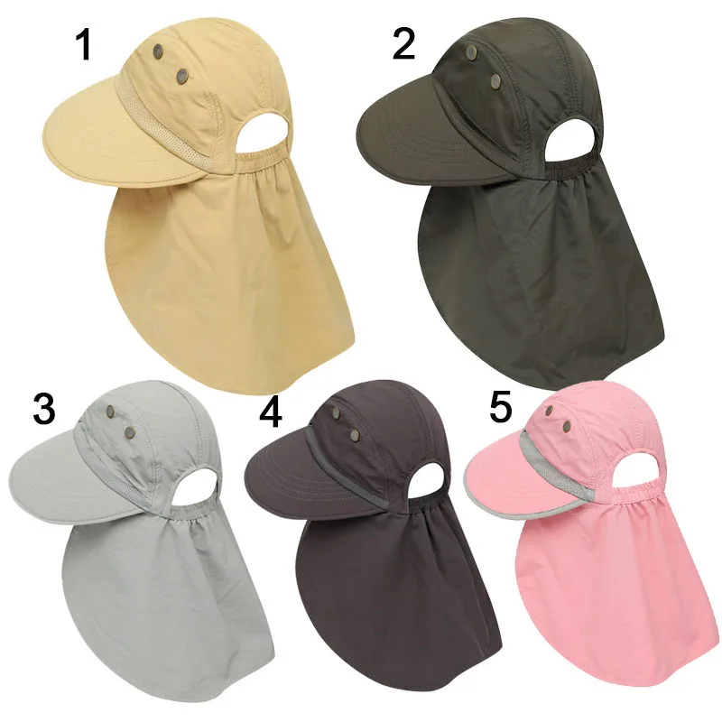 Sun UV Protection Outdoor Hunting Hiking Fishing Fast Dry Cap Wide Brim Windproof Bucket Hat With Neck Flap Adjustable String