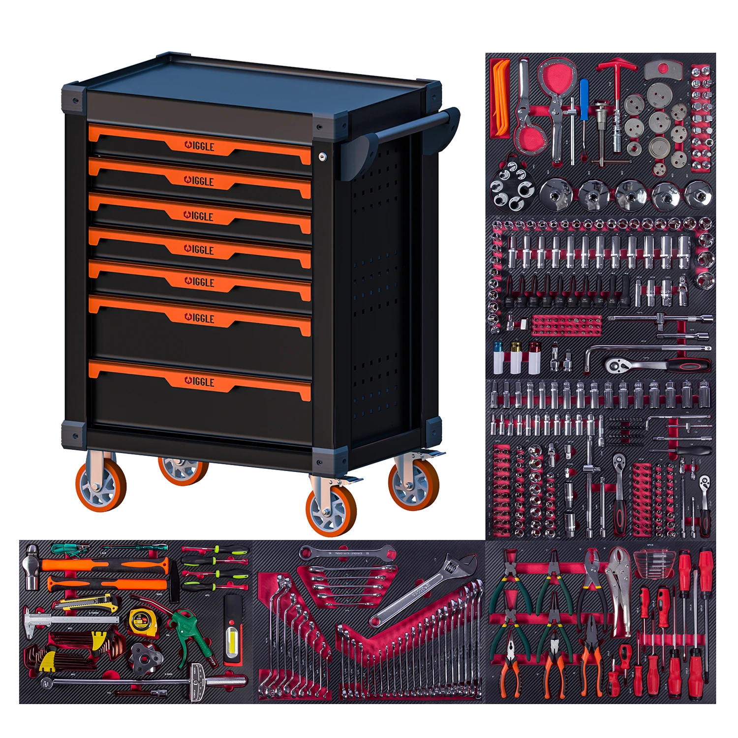 421 Pcs Automotive Tool Set - 7 Drawers Garage Tool Cart Cabinet