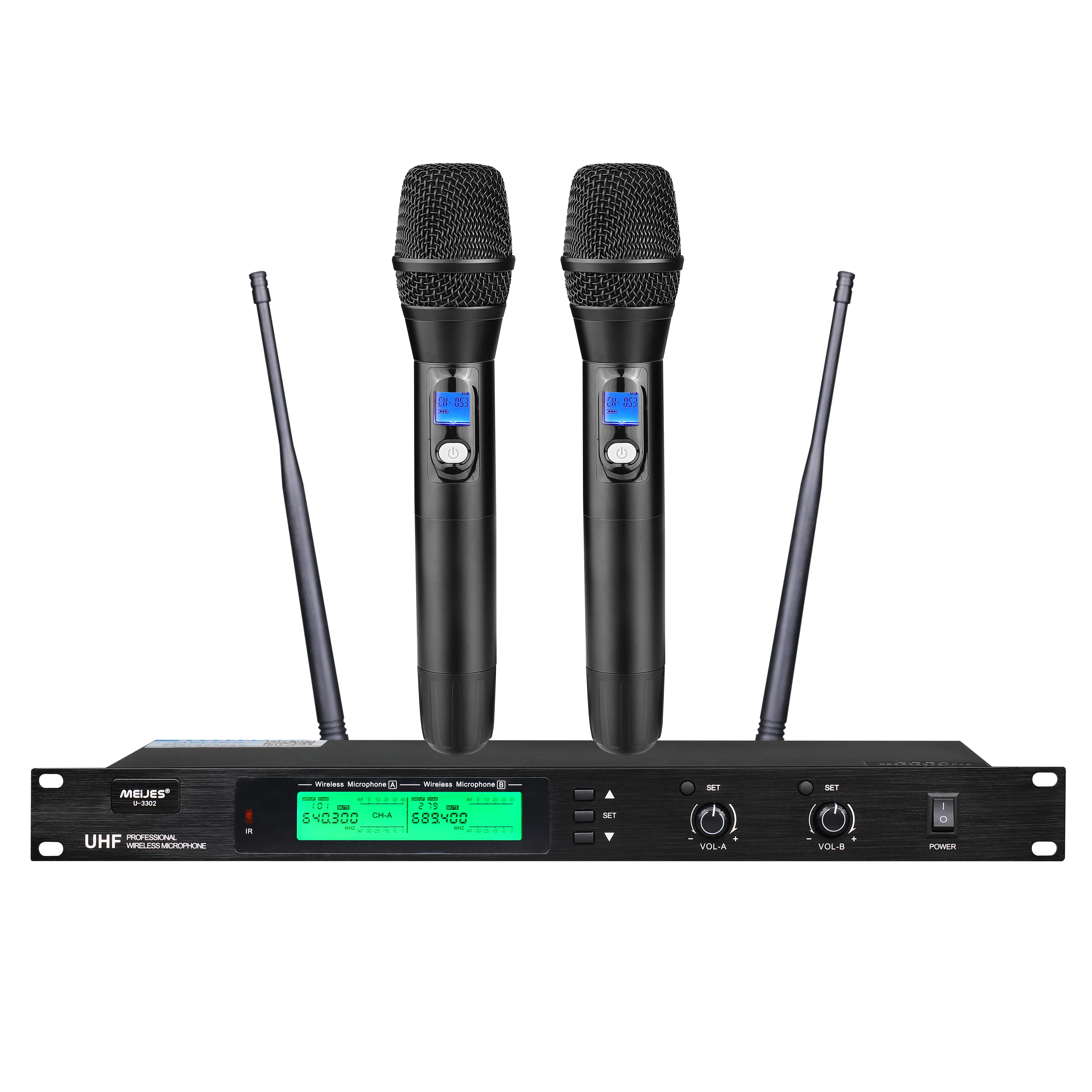 UHF ワイヤレスマイクシステム 2チャンネル 2チャンネルハンドヘルドUHFワイヤレスマイクプロフェッショナル